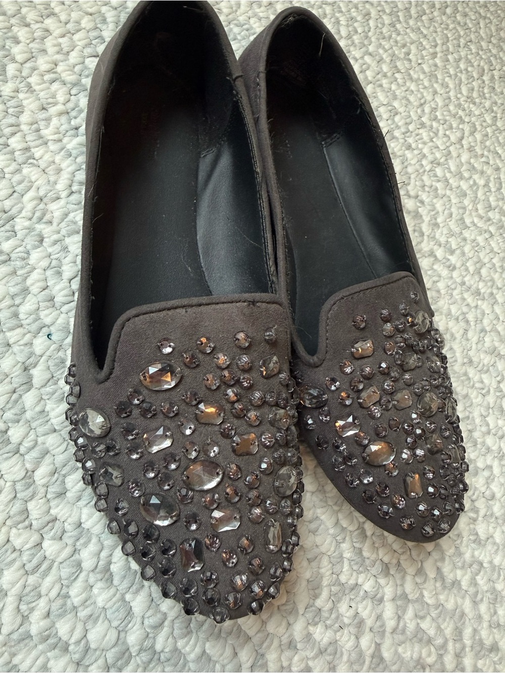 Simply Vera Vera Wang Black Jeweled Suede Loafers